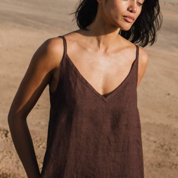 not Perfect Linen Purple Slip Dress Size S/M - Picture 7 of 8